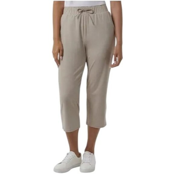 32 Degrees Cool Sm Crop Lux Capri Pants Elastic Waist Straight Leg Lightweight - Picture 3 of 7